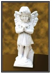 28CM Praying Girl Angel Holding Flowers Marble Statue