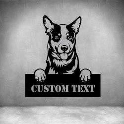 Australian Cattle Dog With Custom Text - 450MM Matt Silver