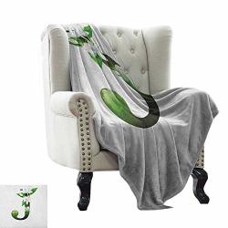 King Size Blanket Letter J Abstract Floral Arrangement J Silhouette And Jasmine Blossoms Abc Concept Green White Black Reversible Soft Fabric For Couch Sofa