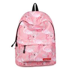 Students Pink Flamingo Printed Backpack