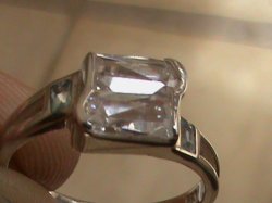 Solid Sterling Silver Ring. White And Blue Cz Stones. Size S 1 2