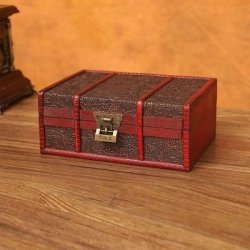 Desktop Book Finishing Retro Box Wooden Jewelry Storage Box With Lock Size: 23CMX16CMX9.5CM 6801F-DH02 Dragon Pattern Small + Lock