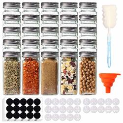 SWOMMOLY Glass Spice Jars 6OZ Square Spice Bottles, 12 Empty