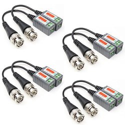 ANHAN 4-Channel Passive Video Balun Transceiver,BNC Male to UTP Unshield CAT5 RJ45 Twisted Pairs,Suppport HD 720p//1080p CVI TVI AHD Signal for CCTV Security Camera System 1 Pack
