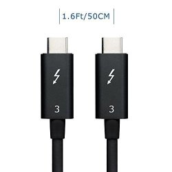 Tekq Thunderbolt 3 Cable 100W 40GPBS Thunderbolt 3 Certified USB C Cable Compatible With New Macbook Pro Thinkpad Yoga Alienware 17 1.6FT 0.5M USB C Type C 3.1 Compatible 50