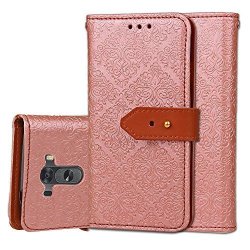 LG G3 Case Arsue Premium Emboss Flower Soft Pu Leather Wallet Case Flip Cover Skin With Card Slot For LG G3 - Rose Gold
