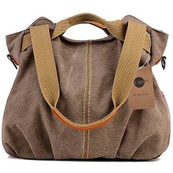Z-joyee Vintage Canvas Tote Shopper Handbag in Brown