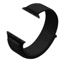 Black 38MM Soft Nylon Band With Hook And Loop Fastener For Apple Watch