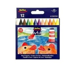 Wax Crayons 12 Assorted Colours - 10 Pack