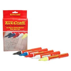 Tork Craft - Paint Marker Pen 12PACK Red yel white black blue