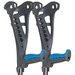 Access European Forearm Crutches By Fdi Size: 4'3-6'6 1 PAIR 2 Crutches Gray Blue Grip