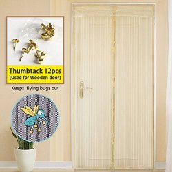 Longess Magnetic Screen Door Keep Flying Bugs Mosquito Out Magnets Mesh Screen Door With Full Frame Hook&loop 33"79"