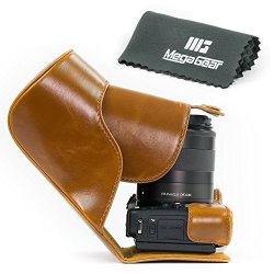 Megagear "ever Ready" Protective Leather Camera Case Bag For Canon Eos M3 With 18-55MM Lens Light Brown