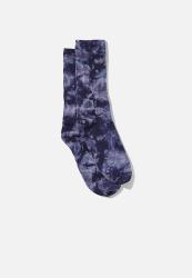 Retro Ribbed Socks - Blue Tones Tie Dye