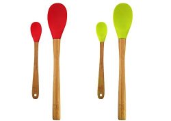 Core Large And MINI Bamboo + Silicone Spoon Set Colors Vary 2-PACK 4 Spoons In Total