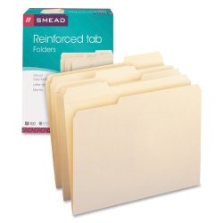 Smead File Folder Reinforced 1 3-CUT Tab Letter Size Manila 100 Per Box 10334