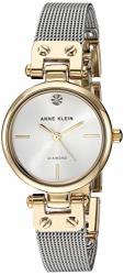 Anne Klein Women's AK 3003SVTT Diamond-accented Two-tone Mesh Bracelet Watch
