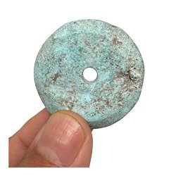 1.3" 9.2G Donut Natural Hubei Turquoise Gemstones Saucer Discs Pendant MSP89