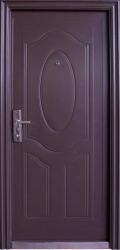 Entry Door High Security Steel With Frame Prehung 3 Panel Powder Coated Brown Right Hand Opening OPEN-IN-W860XH2050MM