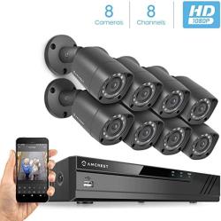 Amcrest Full-hd AMDV10818-8B-B 1080P 8CH Video Security System W eight 2.0MP 1920TVL Outdoor IP67 Bullet Cameras 66FT Night Vision Pre-installed