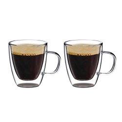 Bruntmor Double Wall Glass With Handle For Tea Coffee Wine Beer And More By 8 Oz Set Of 2