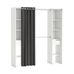 Kit Wardrobe 2 Colums 2 Drawers With Curtain White H203CM X W180CM