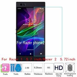 3 Pack -for Razer Phone 2 Tempered Glass 5.72 Inch Razer Phone Screen Protector 5.7 Inch Glass For Razer Phone Glass Protective 9H 2.5D Premium