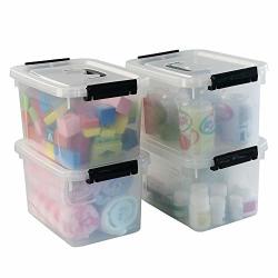 Hommp 5 Liter Clear Storage Box Containers 4-PACK Plastic Latching Box With Lid