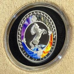 Tokelau $2 2014 Year Of The Horse Oval Shaped Coin 1 Oz Silver Proof