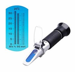 Brix Refractometer With Atc Digital Handheld Refractometer For Homebrew Wort Beer Wine Fruit Sugar Dual Scale-specific Gravity 1.000-1.130 And Brix 0-32% Black