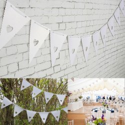 5.5M Paper Flags White Heart Triangle Wedding Garland Bunting Burlap Decoration