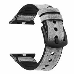 Aobiny For Apple Watch Series 1 2 3 4 Watch Band Leather Band Sweatproof Silicone Replacement Straps For Iwatch 2 3 4 42MM 44MM