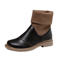 Mordenmiss Women's Retro Fall Winter Leather Boots Style 1-COFFEE-41