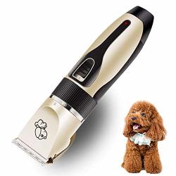 Autumnfall Professional Pet Dog Trimmers Electrical Hair Clippers Rechargeable Cat Shavers Hair Cutter Dog Haircut Machine Grooming Tool 100-240V Gold