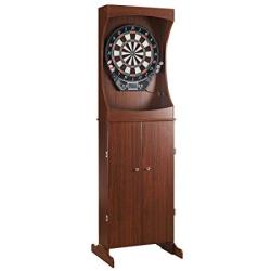 Hathaway Outlaw Free Standing Dartboard And Cabinet Set Cherry Finish