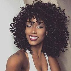 14 Short Black Kinky Curly Wig Jet Black Synthetic Afro Curly Hair Wigs For Black Woman