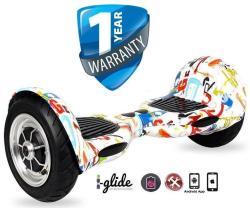 IGlide New Hoverboard V3 10" App Enabled Bluetooth Off-road -multi Space - White Graffiti