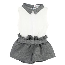 Littlespring Little Girls' Shorts Set Zipper Belt Size 4T White