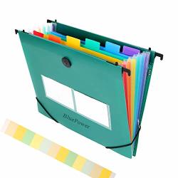 7 Pocket Plastic Hanging File Folders A4 LETTER Size Bluepower Accordian File Organizer expanding File Folder For Filing Cabinet Accordion Document Organizer Expandable File Box Colored