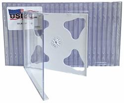 Usdisc Cd Jewel Cases Standard 10.4MM Double 2 Disc White Pack Of 10