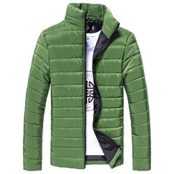 Hemlock Down Coats Men Men's Light Down Jackets Stand Collar Zipper Winter Cotton Overcoat Outerwears XXXL Green