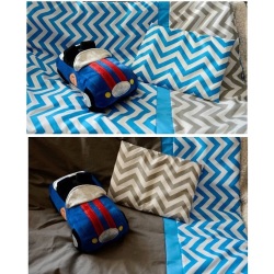 Reversible Baby Boy Duvet Cover Set For Next To Me Crib Camp Cot Blue And Grey Chevron