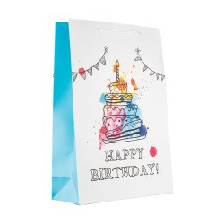 Gift Bag Paper Large White Happy Birthday