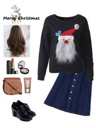 Christmas Women Cute Santa Claus Pattern Thick Pullover Sweatshirt