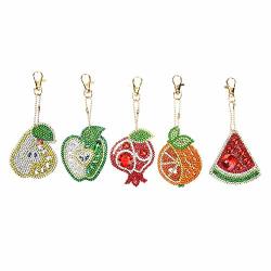 Diy Diamond Painting Keychains Special Shaped Fruit Resin Diamond Painting Ornaments Pendants Small Diamond Art For Kids And Adult Beginners 5PCS SET