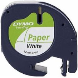 Letratag Paper Tape 12MM X 4M Black On White