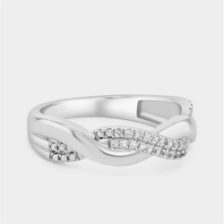 Sterling Silver Diamond & Created White Sapphire Twist Ring
