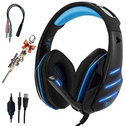 Beexcellent Pro Gaming Headset For PC PS4 Xbox One Surround Sound Over-ear Headphones With MIC LED Light Bass Surround Soft Memory Earmuffs For Computer Laptop Sw