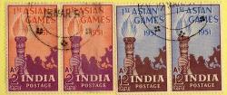 India 1951 First Asian Games Set Of 2 Pairs V.f. Used. Sg 335-336. Cat 6 50 Pounds.