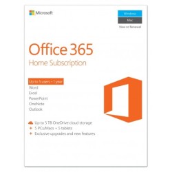 Microsoft Office 365 Home Medialess 5-User 1-Year Subscription